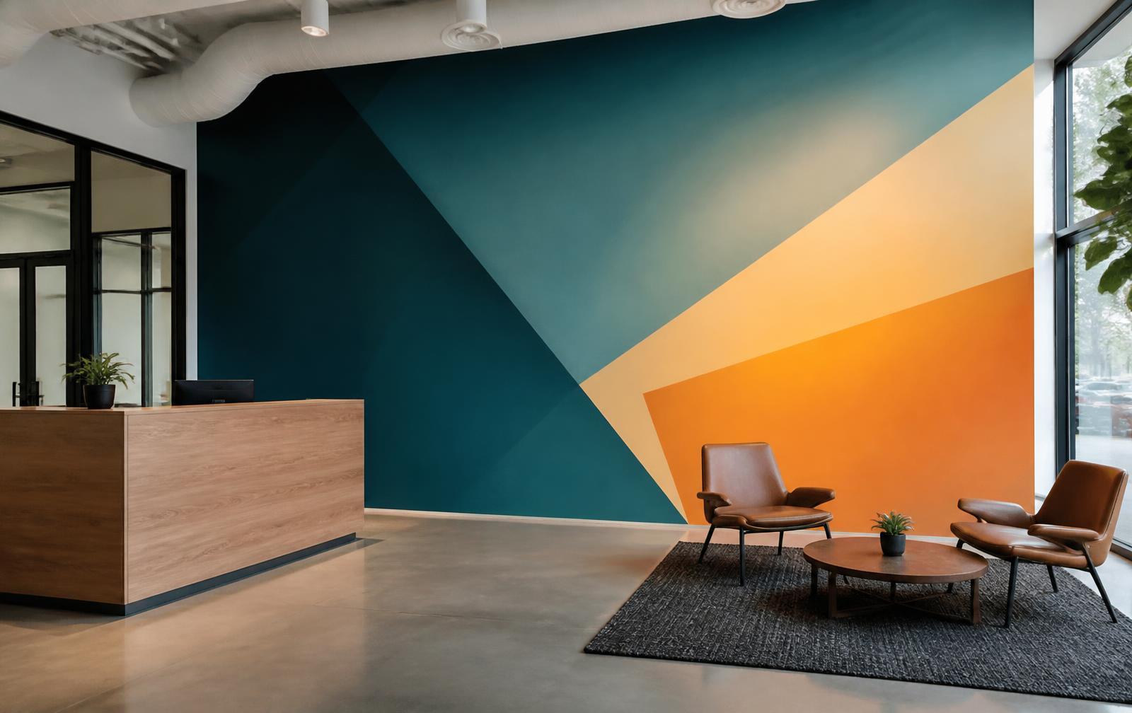 Custom mural in a business space — behind the front desk