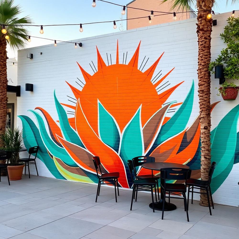 Custom mural in a business space — break areas and patios