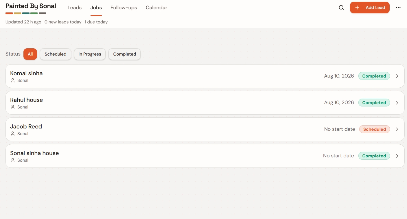 Stage tracking from scheduled to completed