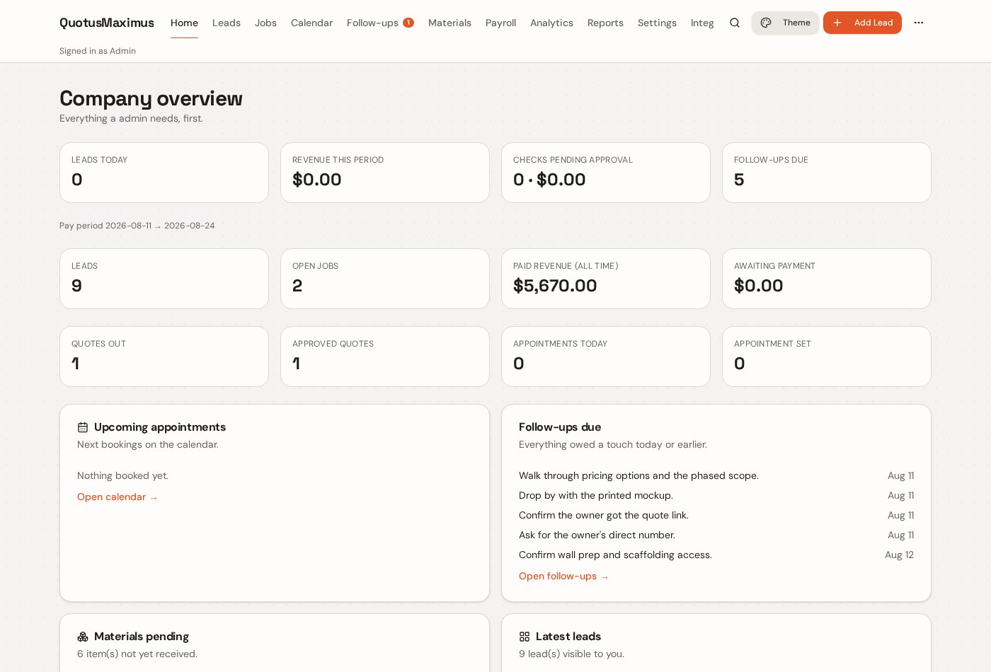 QuotusMaximus website screenshot