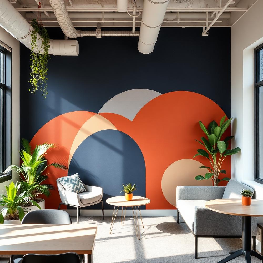 Custom mural in a business space — waiting and lobby areas