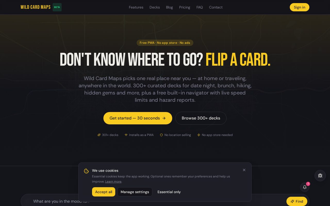 Wild Card Maps website screenshot
